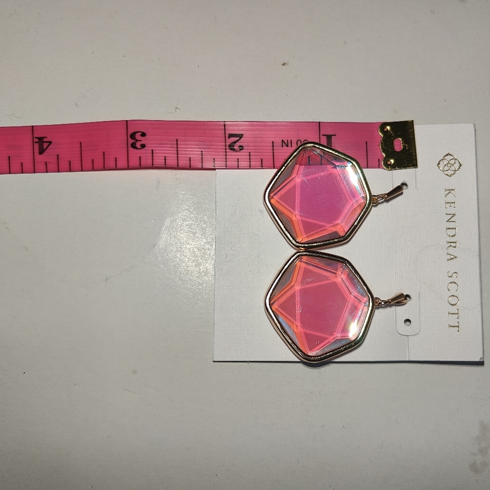 Authentic NWT Kendra Scott Drop Frame Iridescent Stone Earrings - Picture 13 of 14